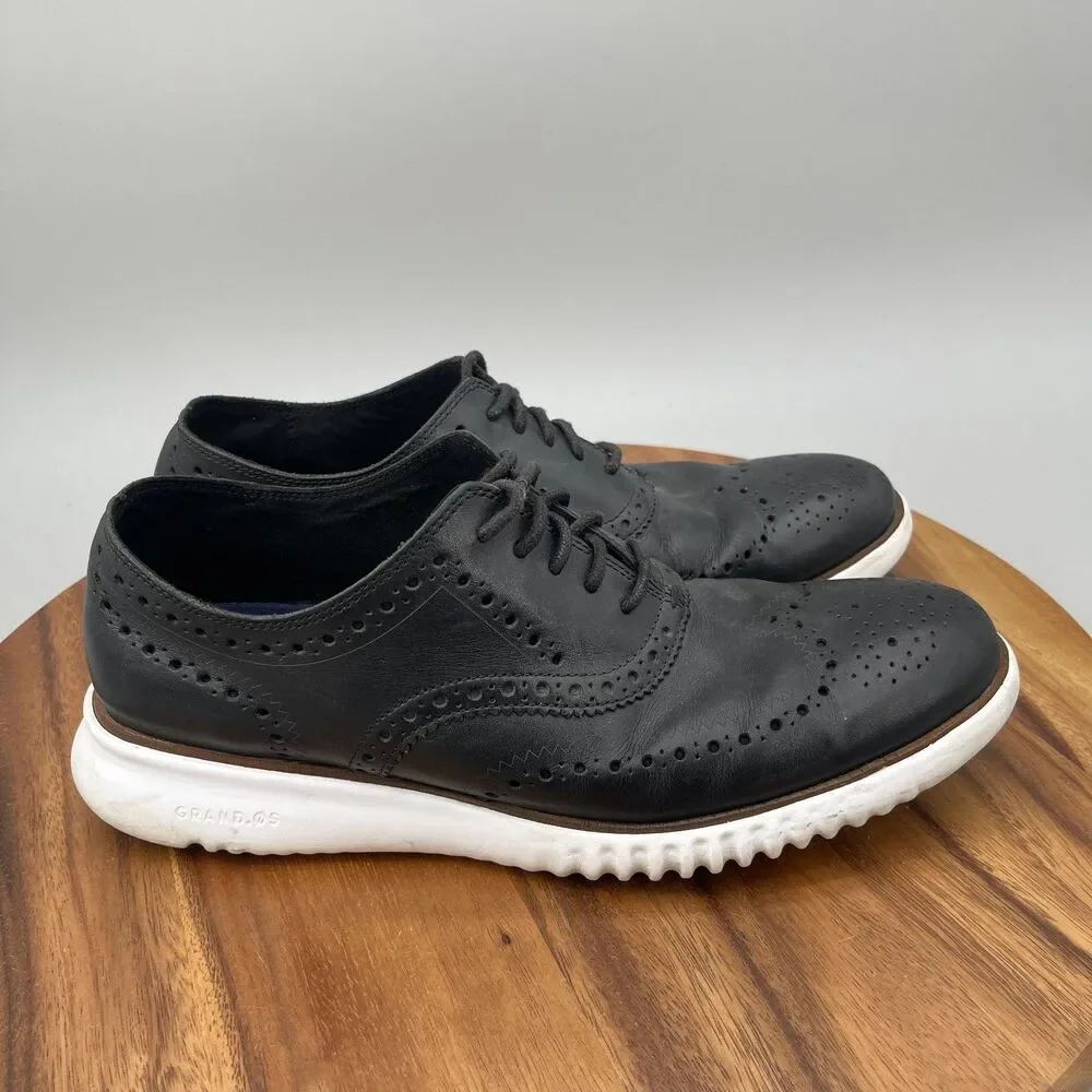 Cole Haan ZeroGrand Grand OS Oxfords Mens Size 10.5M Black Leather Wingtip Shoes